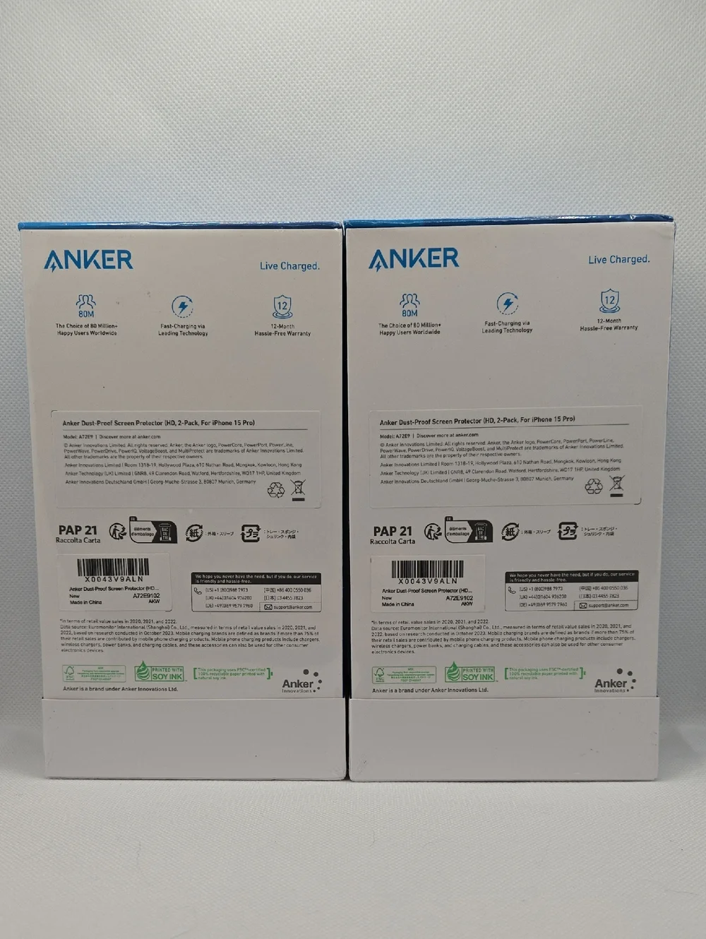 4x Anker iPhone 15 Pro Tempered Glass Screen Protectors - Easy Install Tray